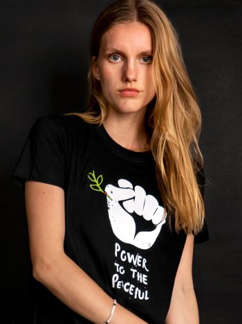 power to the peaceful t-shirt black political tee