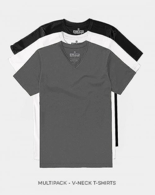 T-shirt Multipack - 3 Plain V-neck Cotton T-shirts - ALLRIOT
