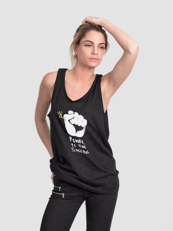 power-peaceful-black-womens-summer-top-vest-increase-the-peace