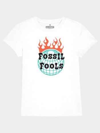 fossil fools tee shirt womens climate crisis