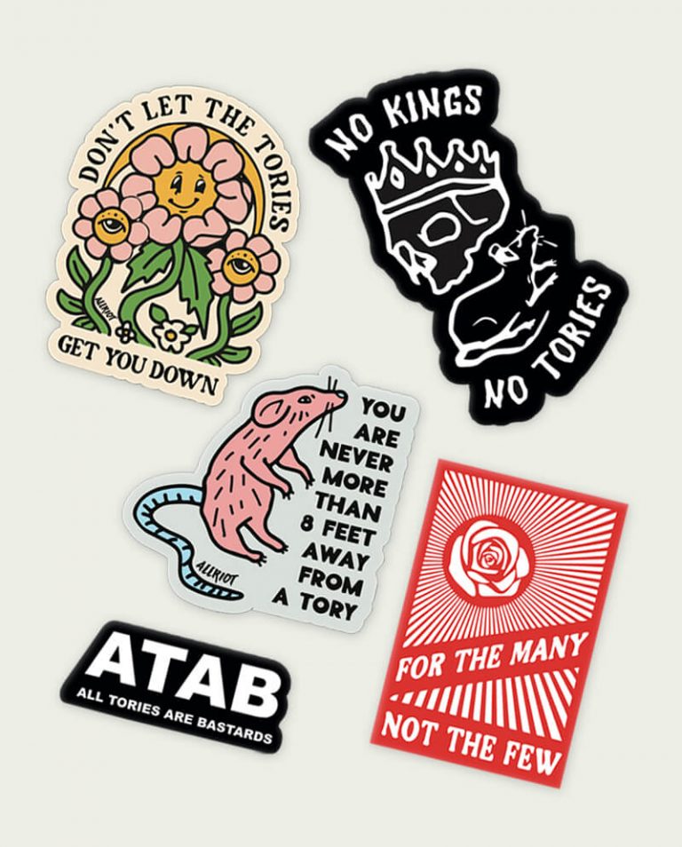 Anti Tory Sticker Pack Allriot Political Merch Uk