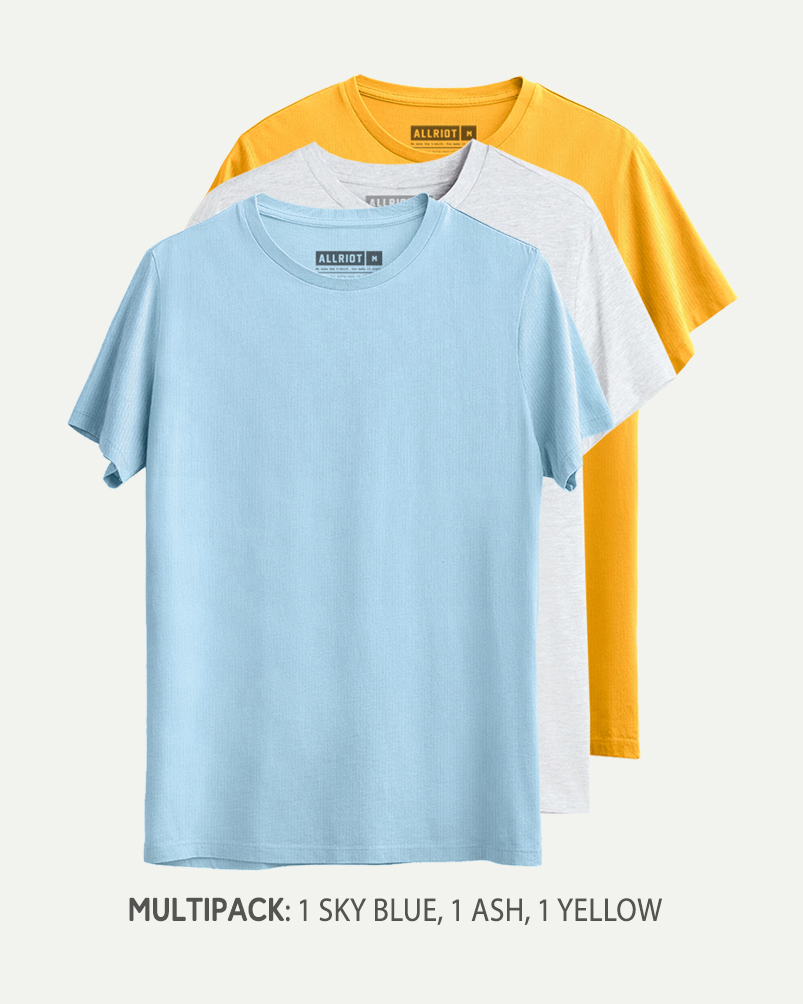 T-shirt Multipack - 3 Plain Crewneck Cotton Tees - ALLRIOT