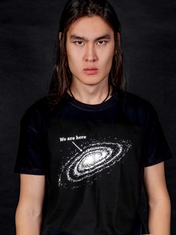 we are here t-shirt humanity galaxy print