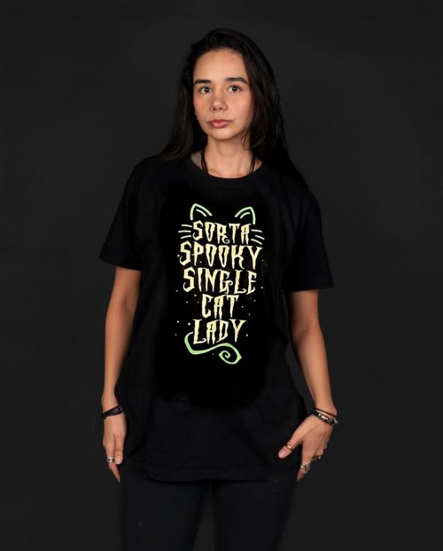 Sorta Spooky Single Cat Lady Halloween T-shirt