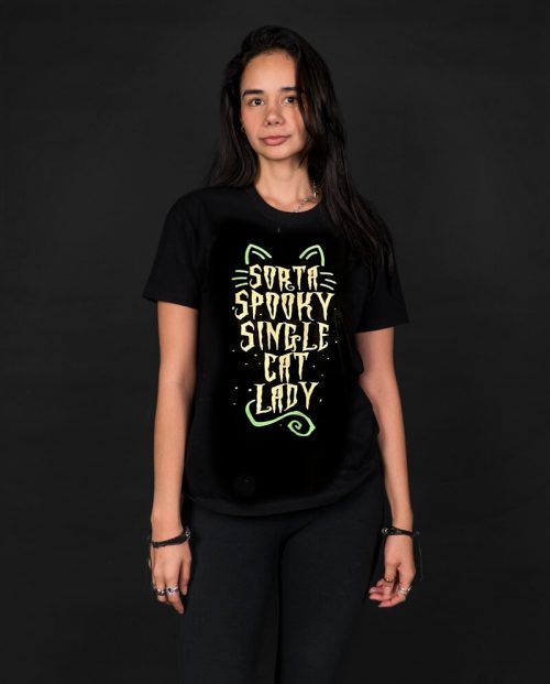 Sorta Spooky Single Cat Lady Halloween T-shirt