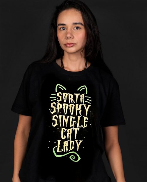 Sorta Spooky Single Cat Lady Halloween T-shirt