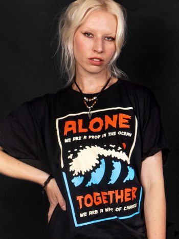 alone drop in the ocean together wave of change t-shirt