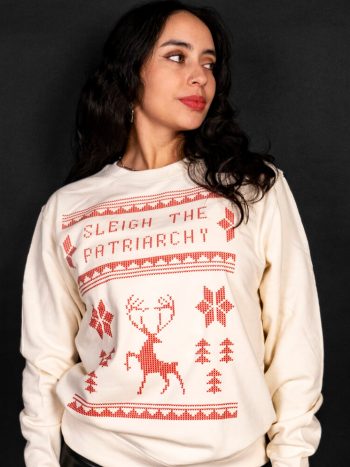 sleigh the patriarchy funny christmas jumper for women