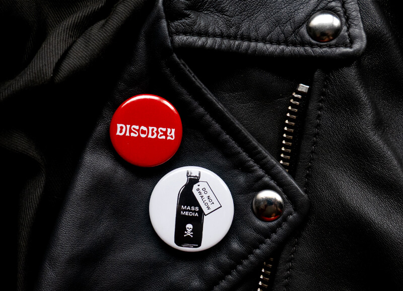 political pin puttons stickers badges for activists