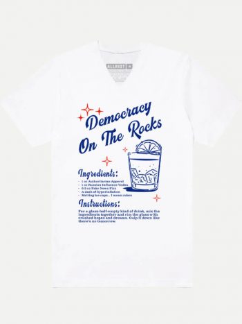 democracy on the rocks funny political v-neck tshirt