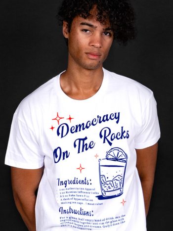democracy on the rocks t-shirt funny anti trump cocktail